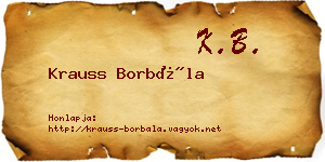 Krauss Borbála névjegykártya