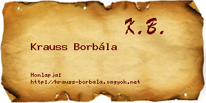 Krauss Borbála névjegykártya